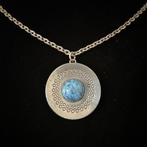 Vintage Jorgen Jensen Pewter Pendant Necklace, Danish Modernist, 1960s Signed